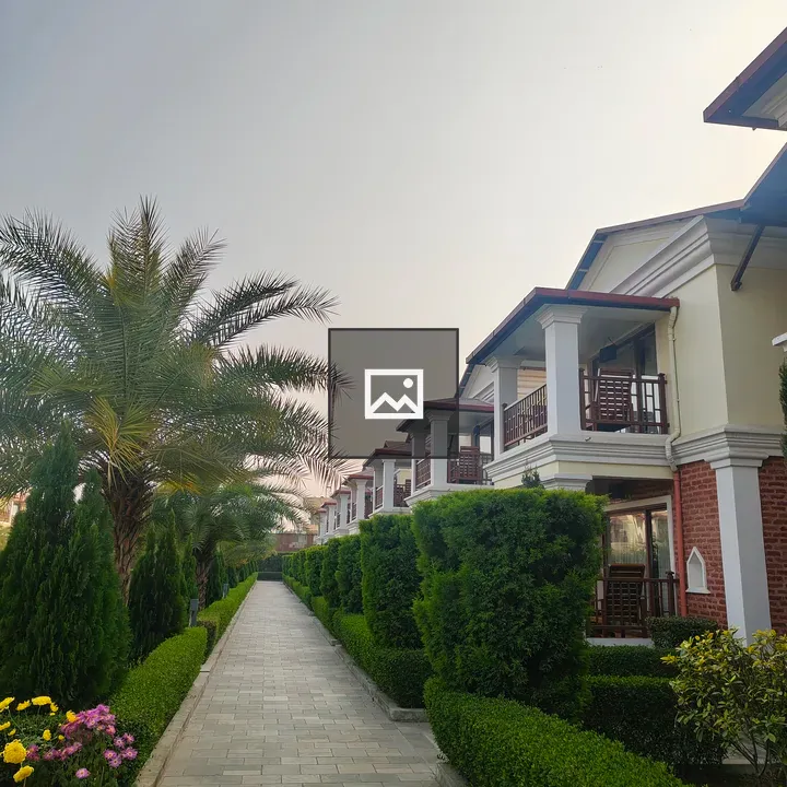 Landscaped Pathway with Houses