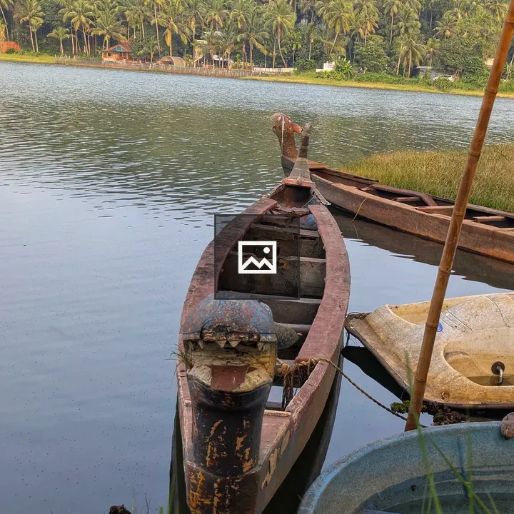 Dragon-headed wooden boat on lake