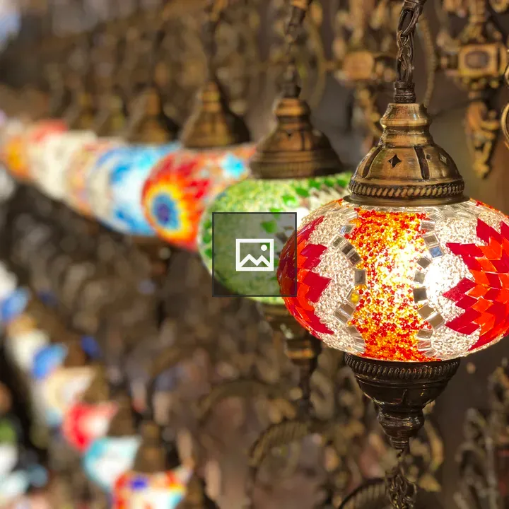 Multi coloured antique lights display