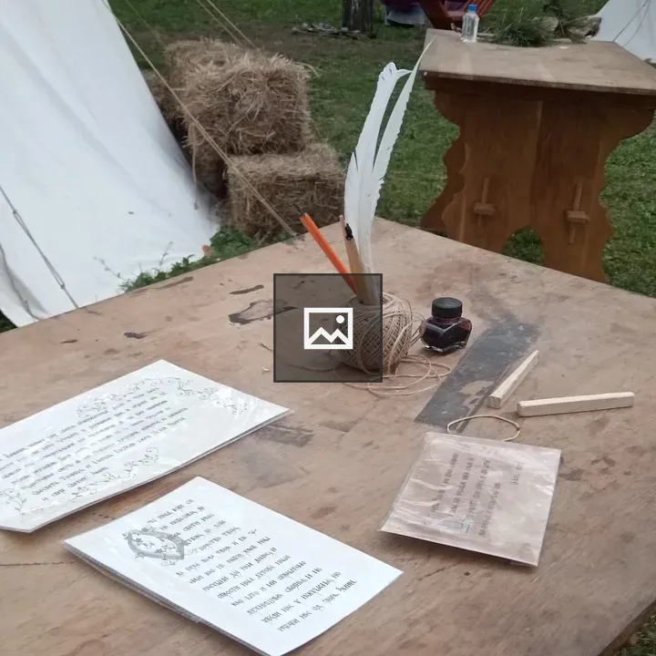 A writing table in a knights' camp