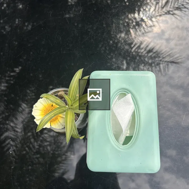 A small yellow flower in glass container