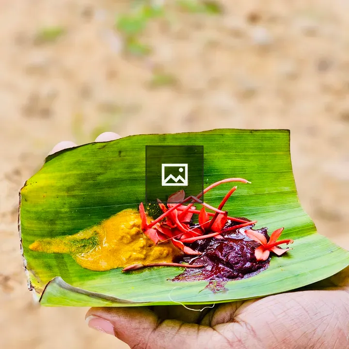 Hand with Banana Leaf in Kerala Rituals