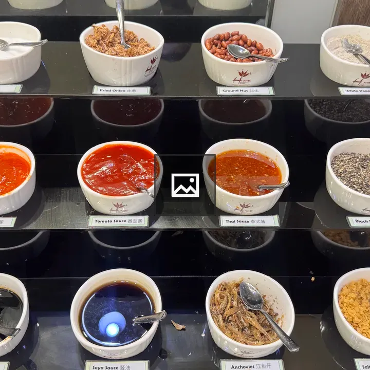 Buffet Counter with Sauces and Toppings