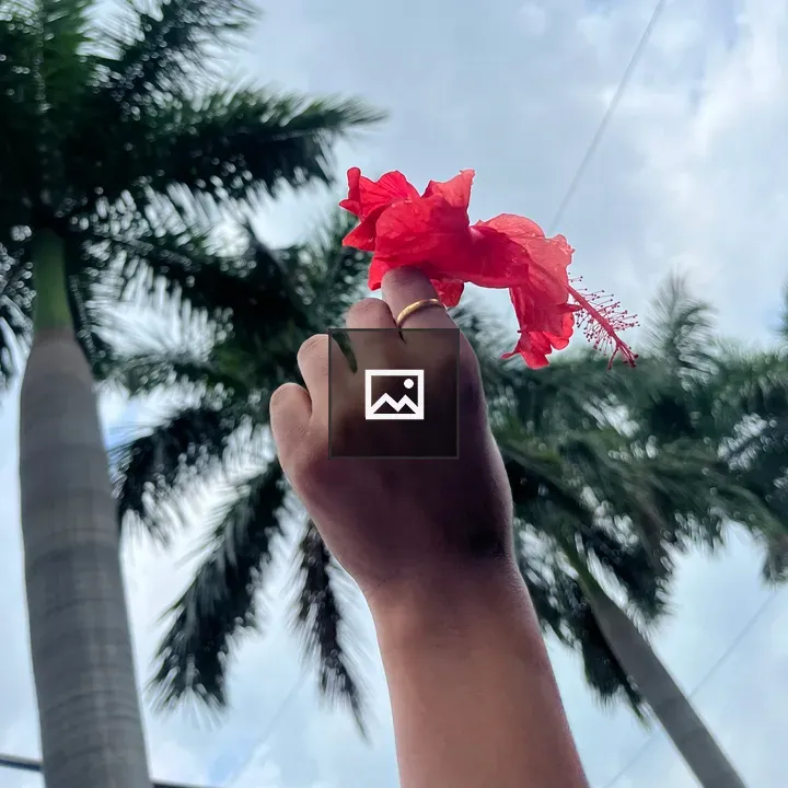 Hand with Gold Ring and Red Flower