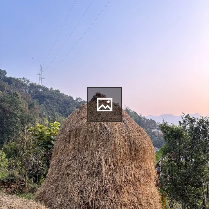 Haystack on hillside