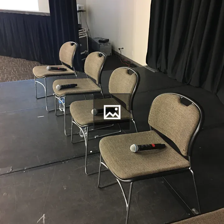Microphones laid out for panel