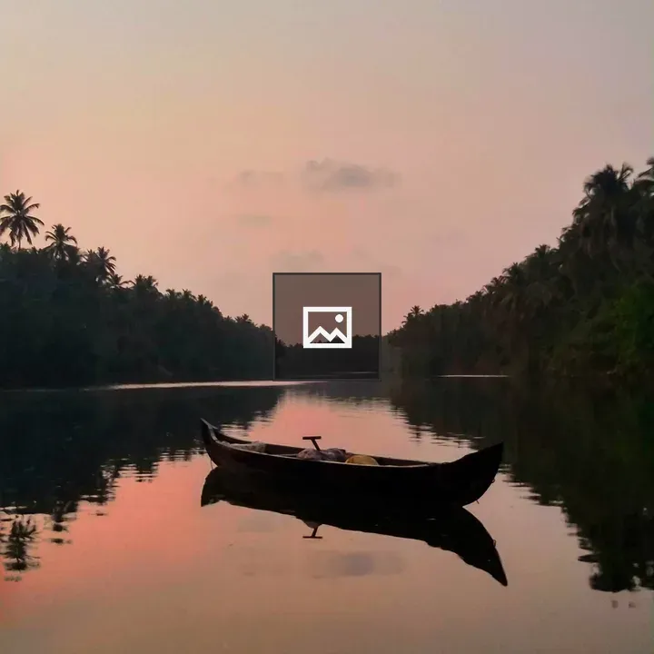 Sunset Boat on Calm River