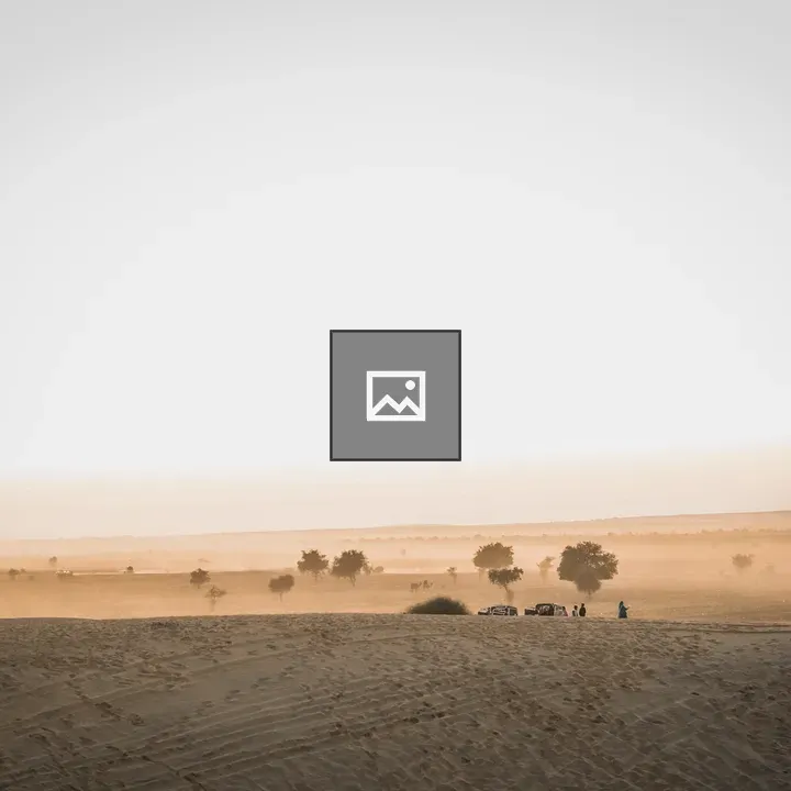 Desert Twilight with Dunes and Vehicles