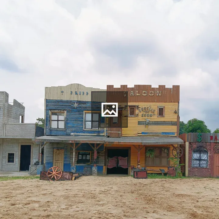 Colorful old west buildings