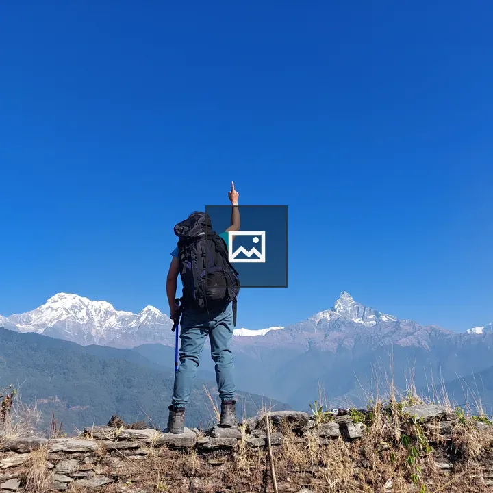 Trekker Over Himalayan Range