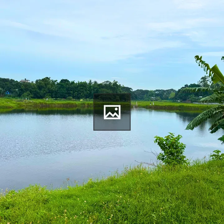 Calm lake with banana trees