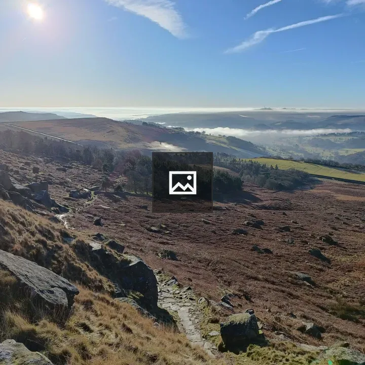 Wintry hillside moor in Peak District