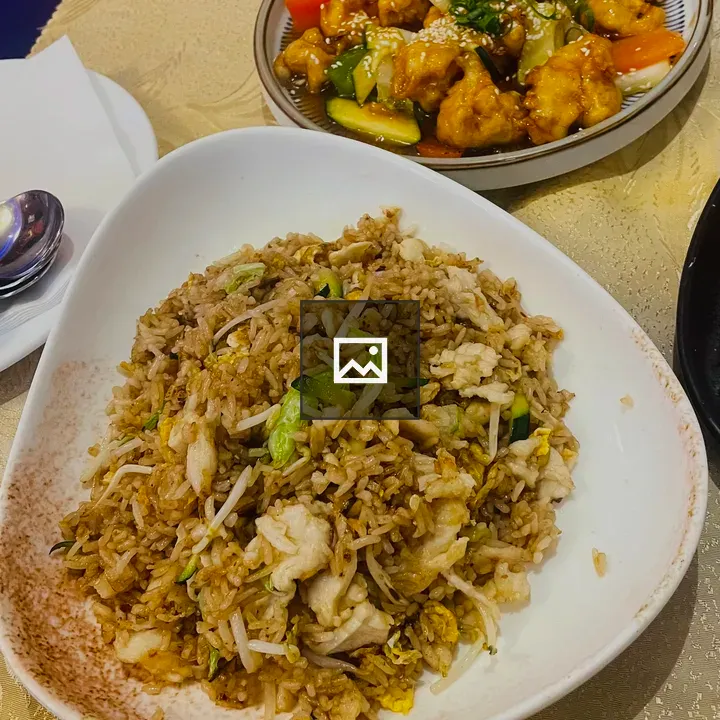 Chinese-style fried rice and chicken curry