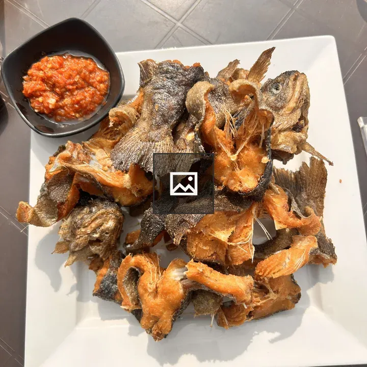 Fried fish pieces on plate