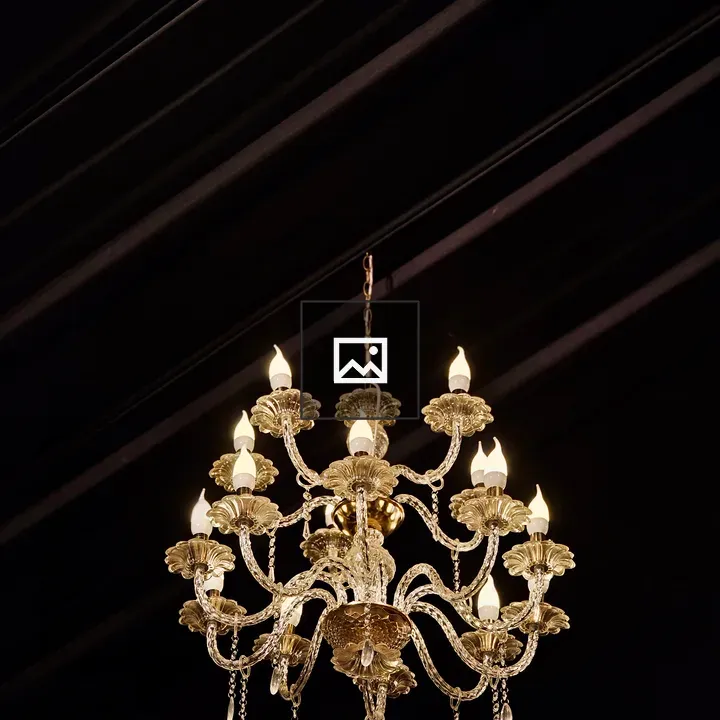 Chandelier in Dark Ceiling Scene