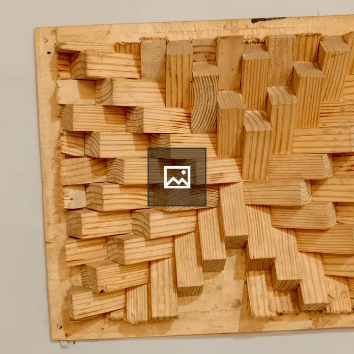 Geometric wooden block sculpture