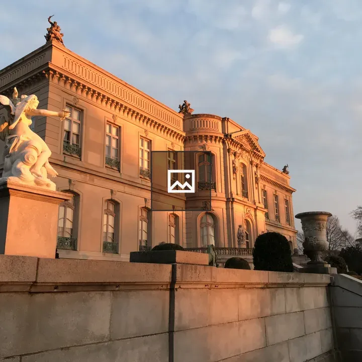 The Elms mansion at sunset
