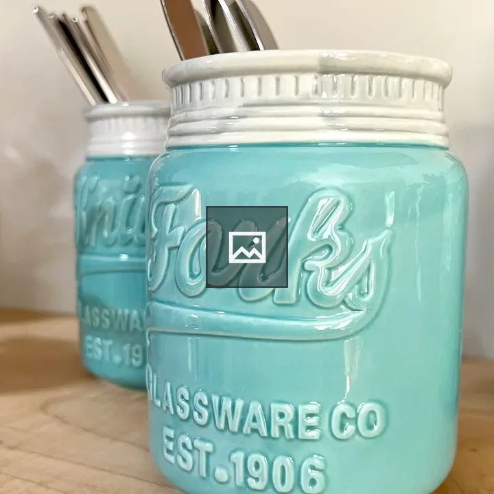 Light blue ceramic canisters