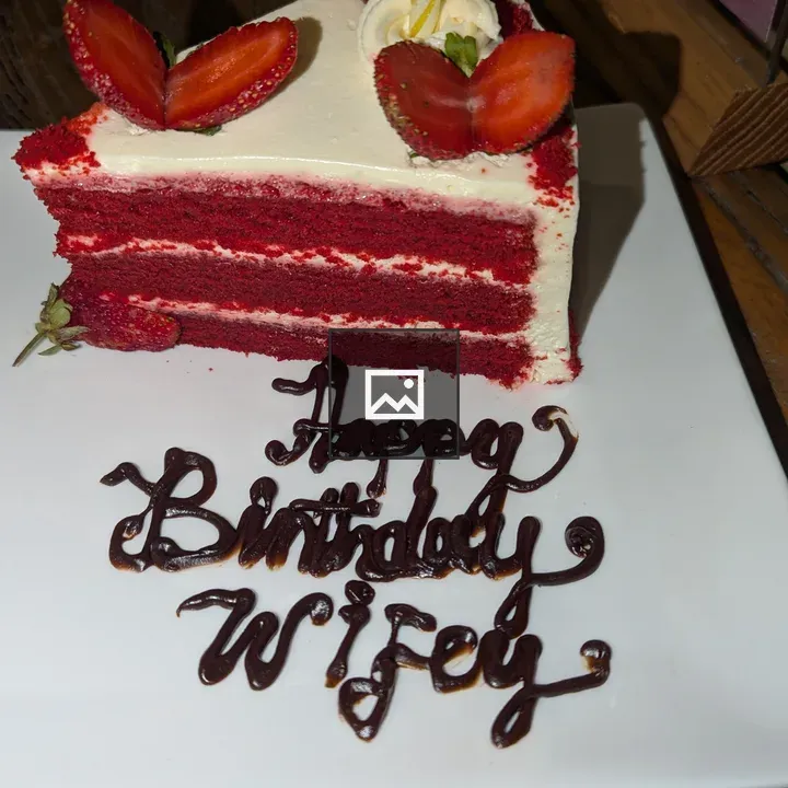 Slice of Birthday Cake with Strawberries