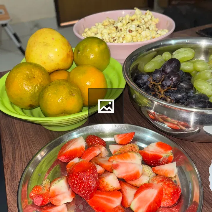 Table with Fruit and Popcorn