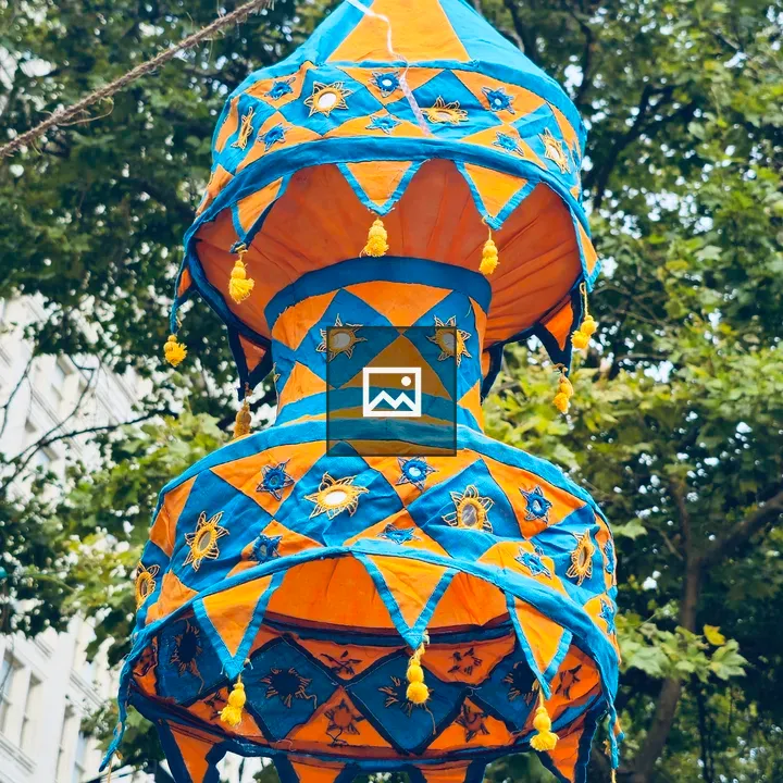 Orange and blue fabric lantern
