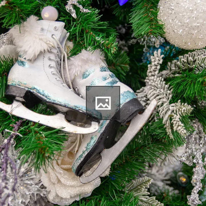 Ice skates ornaments on Christmas tree