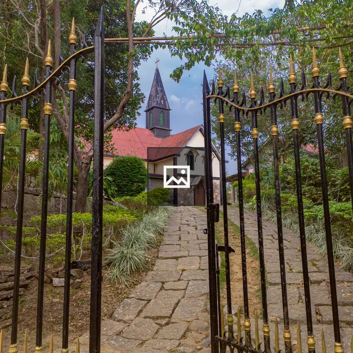 Ornate gate to church path