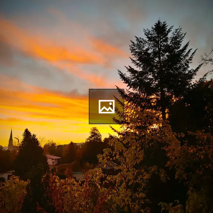 Sunset with Pine Tree and Church Steeple