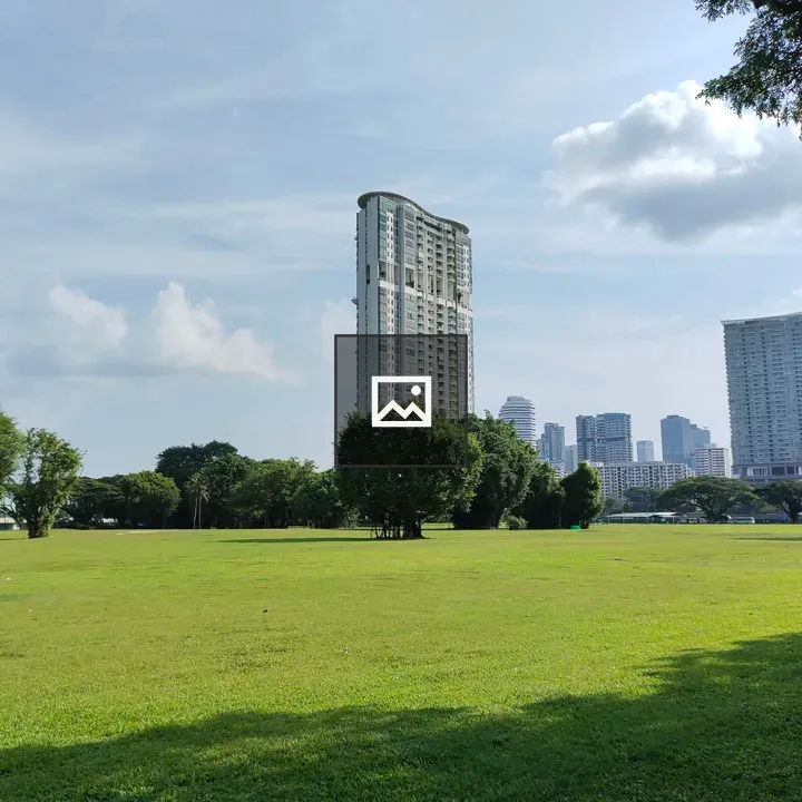 Grassland with Trees and Skyscrapers