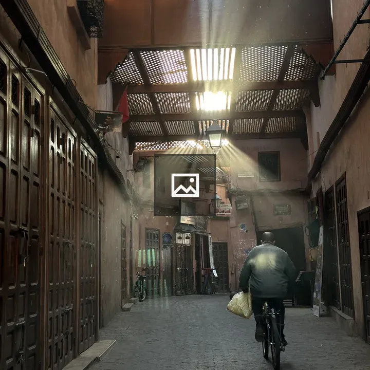 Man on Bicycle in Alleyway