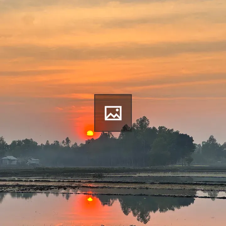 Sunset over rural landscape
