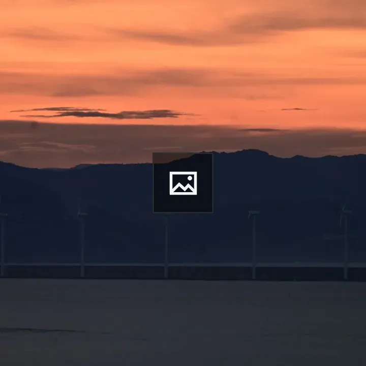 Sunset at the Dock with Wind Turbines