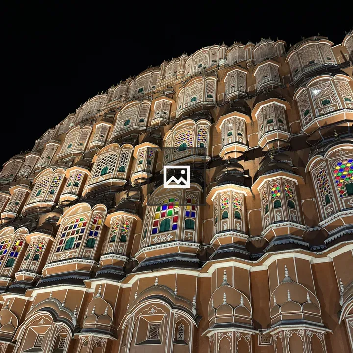 Ornate building facade with stained glass