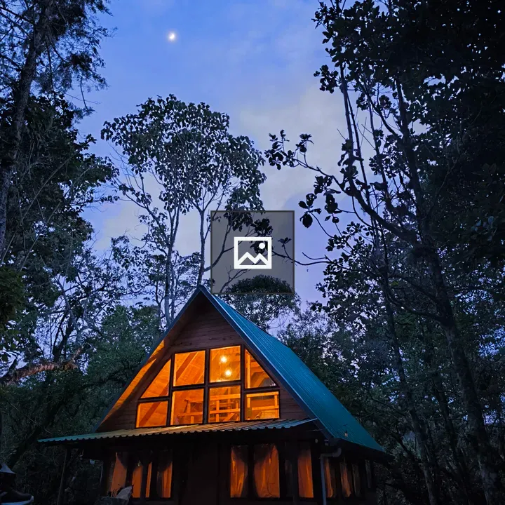 A-frame Cabin at Dusk
