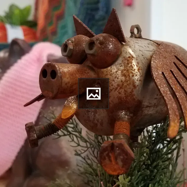 Steel pig sculpture