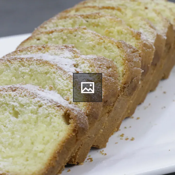 Sliced pound cake on plate