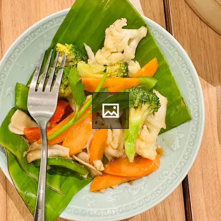 Veggie plate on banana leaf