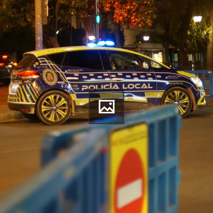 Night police car in Sevilla