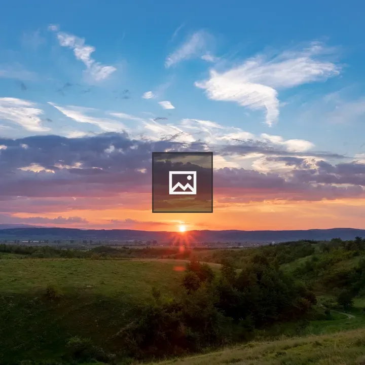 Sunset over a field in Romania