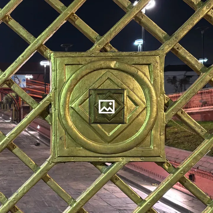 Decorative golden grill close-up