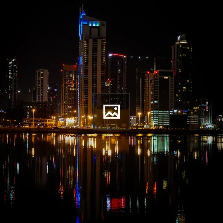 City lights over Bahrain skyline