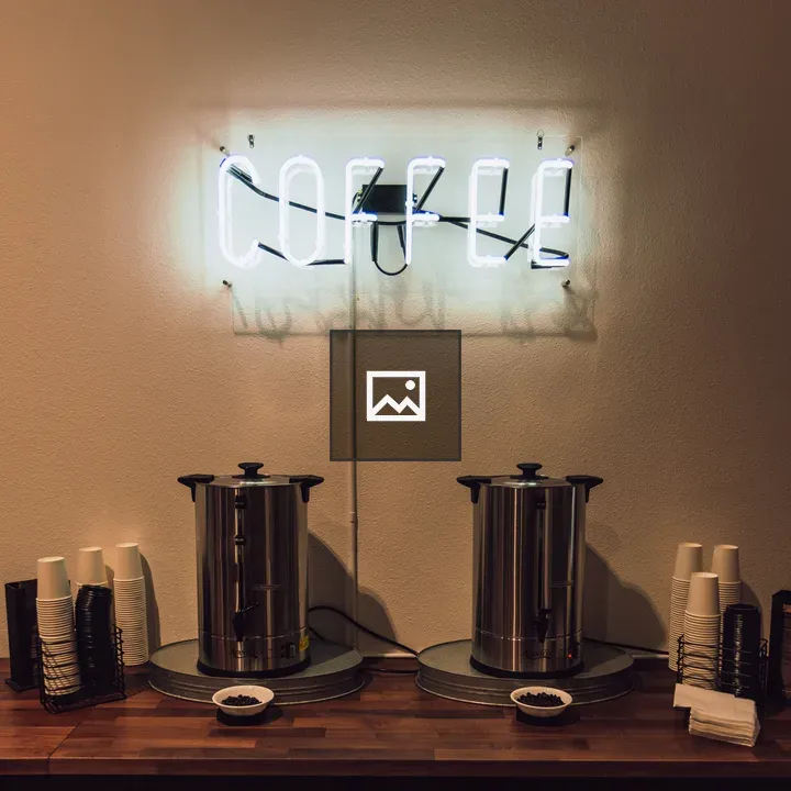 Coffee station on wooden countertop