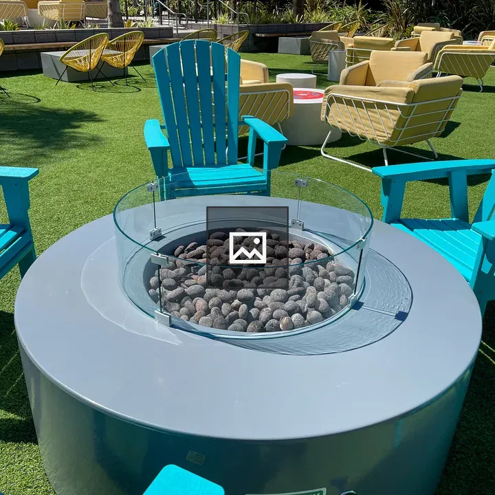 Fire pit with Adirondack chairs