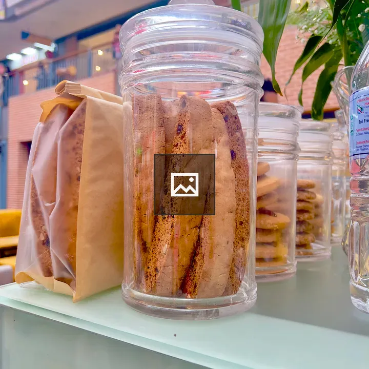 Jars of biscotti and cookies
