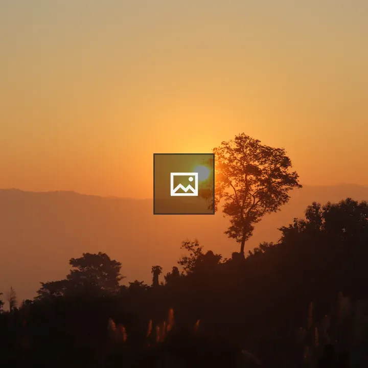 Sunset Through Lone Tree Over Mountains