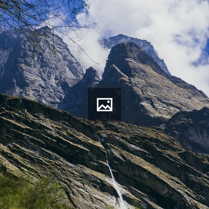 Mountain range with waterfall