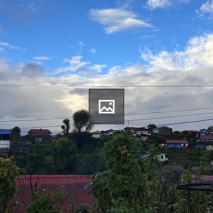 Scenic sky with blue roofs houses