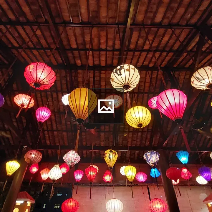 Lanterns under a wooden ceiling
