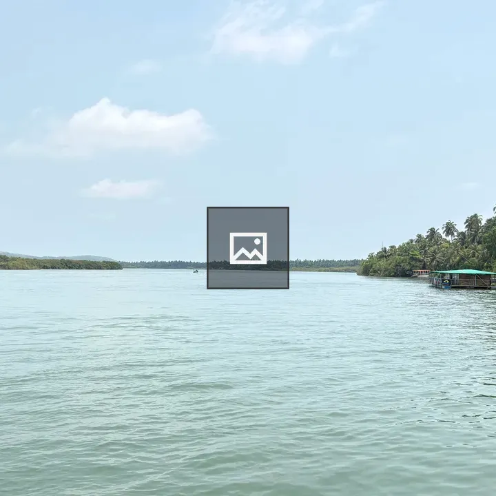 River scene with palm trees