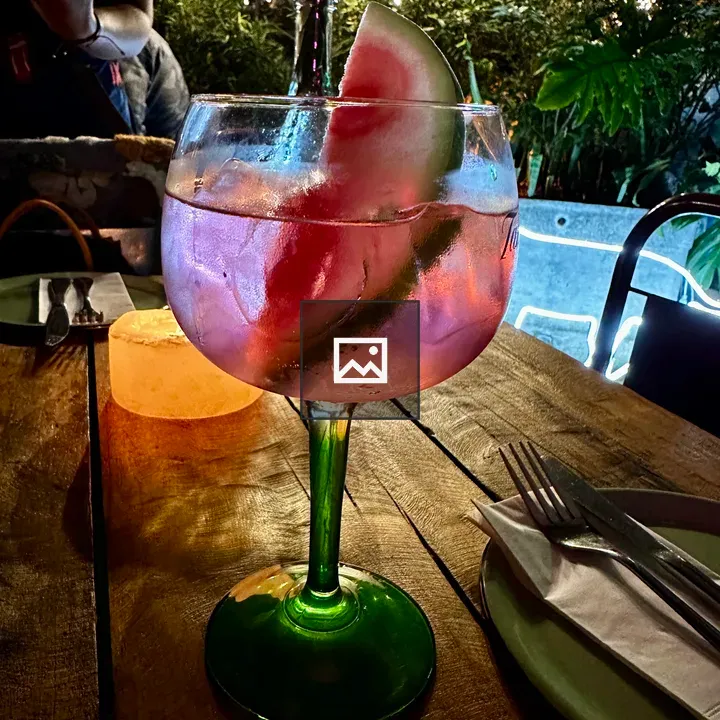 Balloon gin glass on terrace